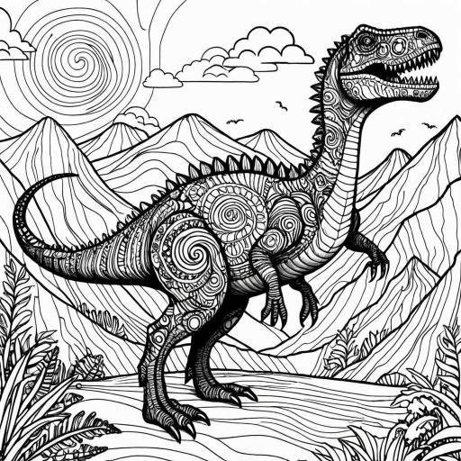 Psychedelic Dinosaur Coloring Page