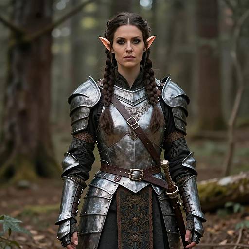 Mystical Fantasy Warrior in Enchanted Forest