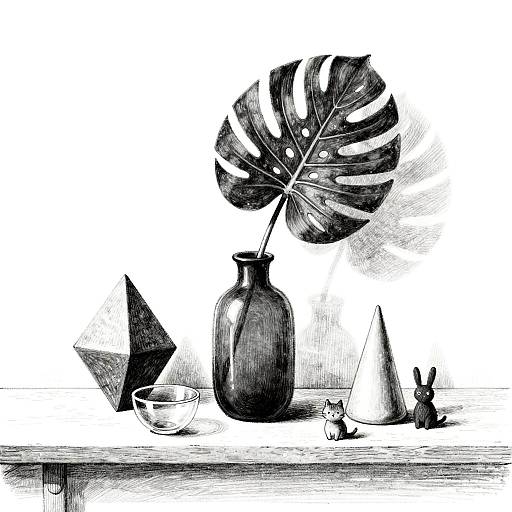 Whimsical Black-and-White Still Life