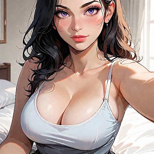 Woman in White Camisole Selfie