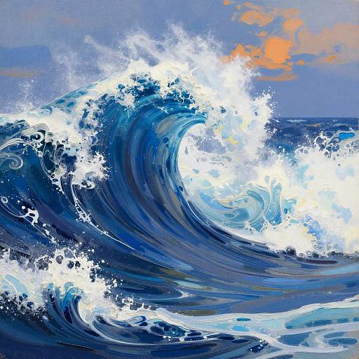 Vibrant Digital Swirling Ocean Wave