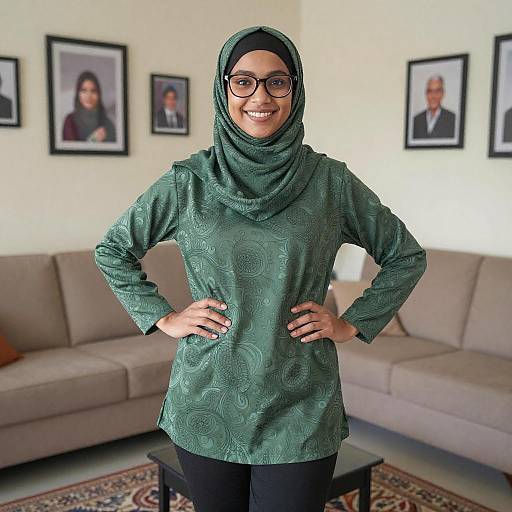 Smiling Woman in Green Hijab