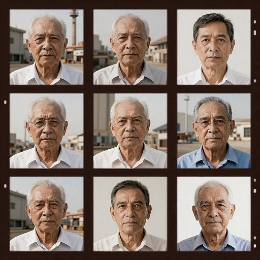 Portrait Collage of Elderly Asian Men