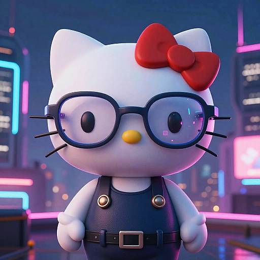 Cyberpunk Kitty Exploring Neon City