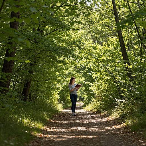 Woman Reading in Serene Forest
