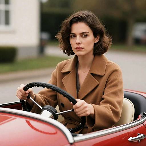 Vintage Car Scene with Intense Woman