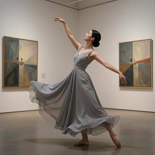 Graceful Dancer in Ash Gray Hairstyle