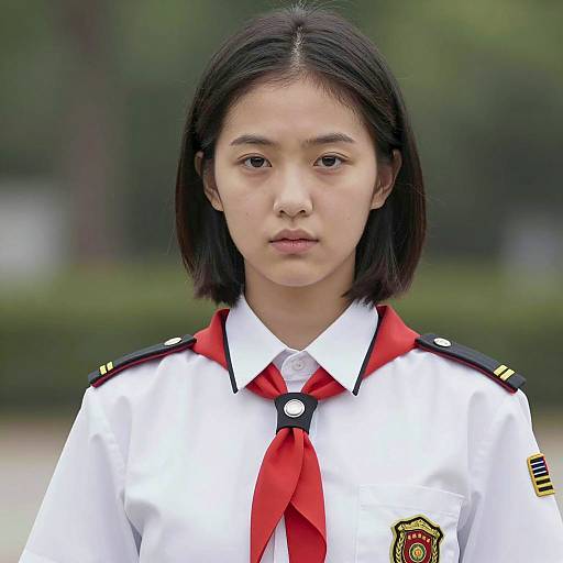 Young Asian Woman in Scout Uniform
