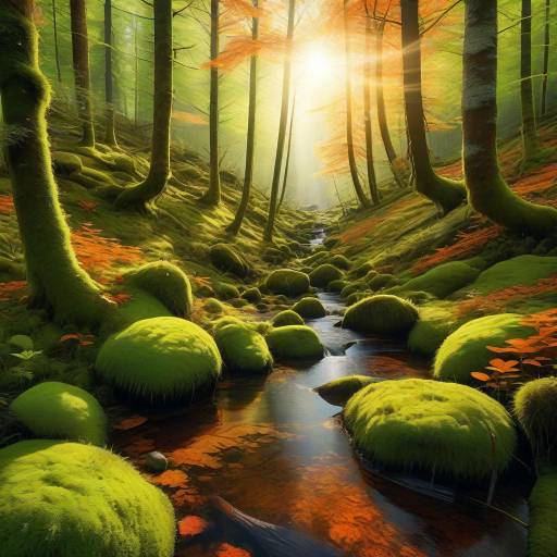 Serene Forest Scene with Sunlight