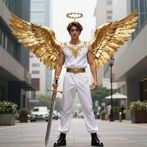 Eros God in Urban Angelic Costume
