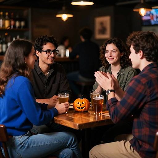Evening Conversations in a Cozy Bar