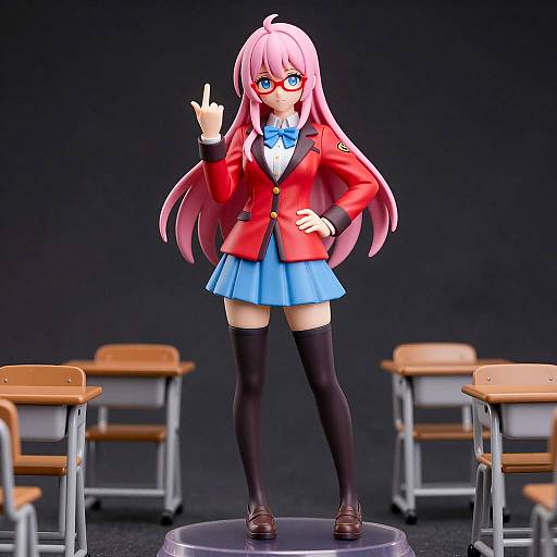 Anime Girl Illustration with Rock On Gesture