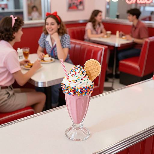 Retro 50s Diner Milkshake Scene