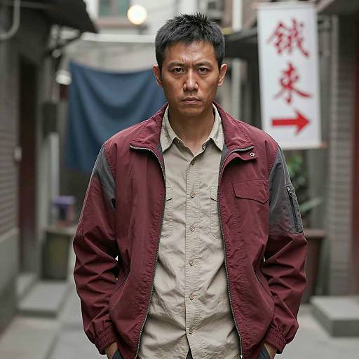 Serious Man in Narrow Alleyway