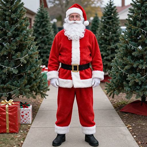 Man in Classic Santa Suit Outdoors