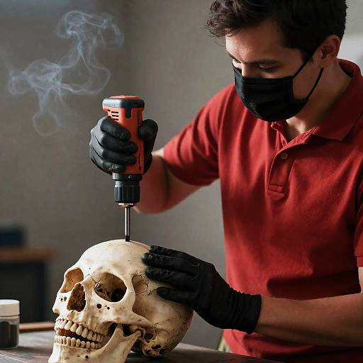 Intense Drill Scene with a Skeletal Creature