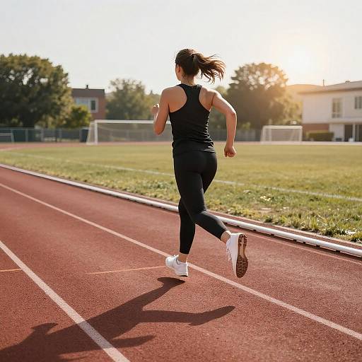 Athletic Woman Sprinting on Track