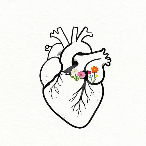 Anatomical Heart with Floral Sprouts