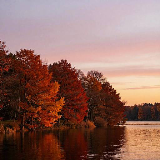 Fiery Autumn Lakeside Sunset