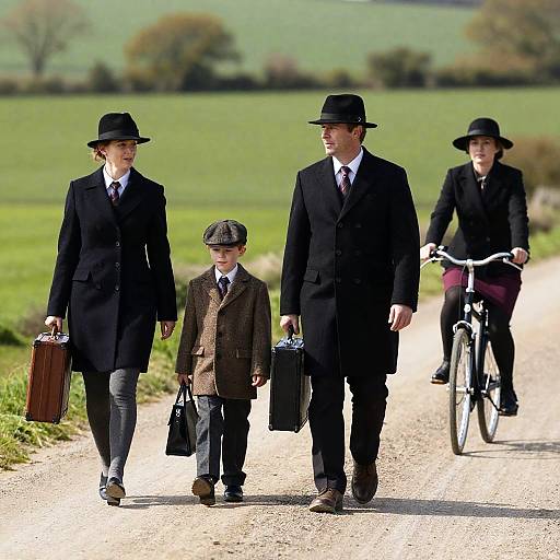 Family Walk on a Sunny Dirt Road