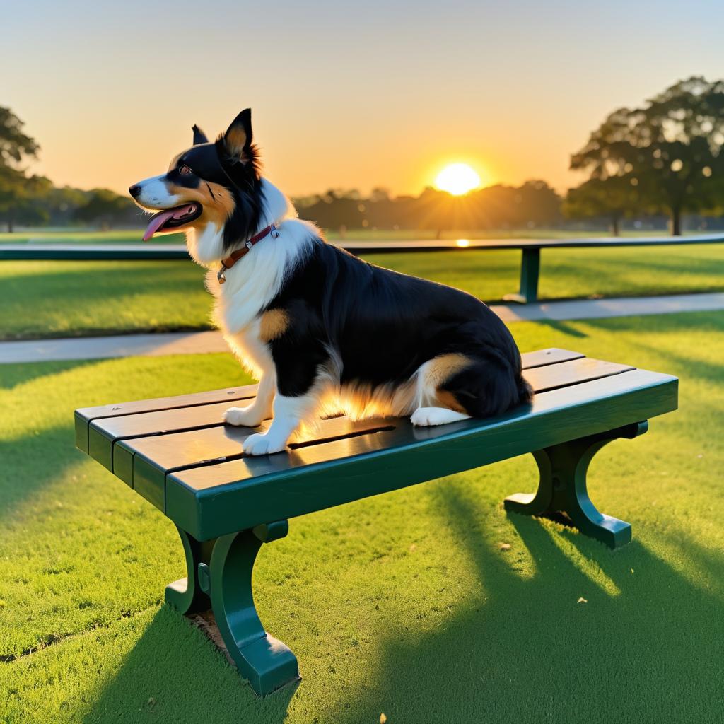 Playful Dog Enjoying Sunset at Park