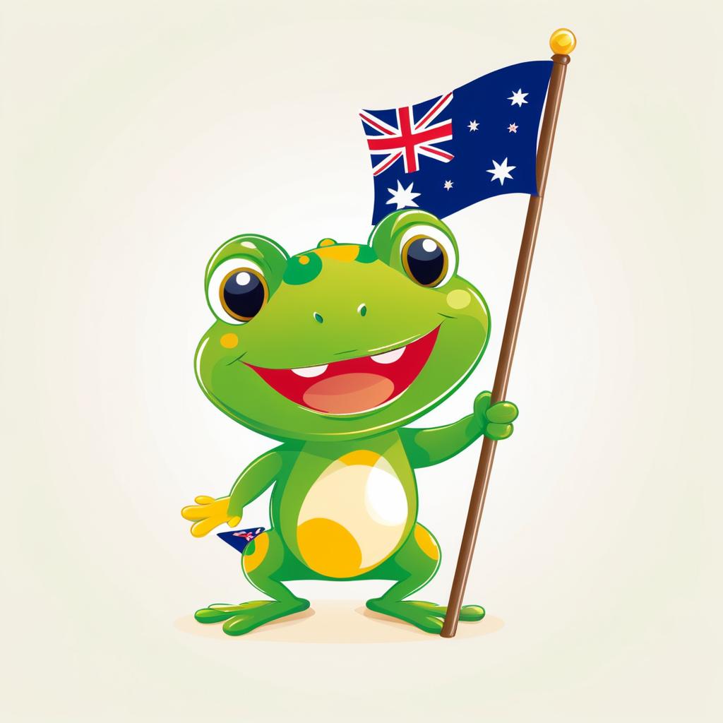 Cheerful Frog with Australian Flag