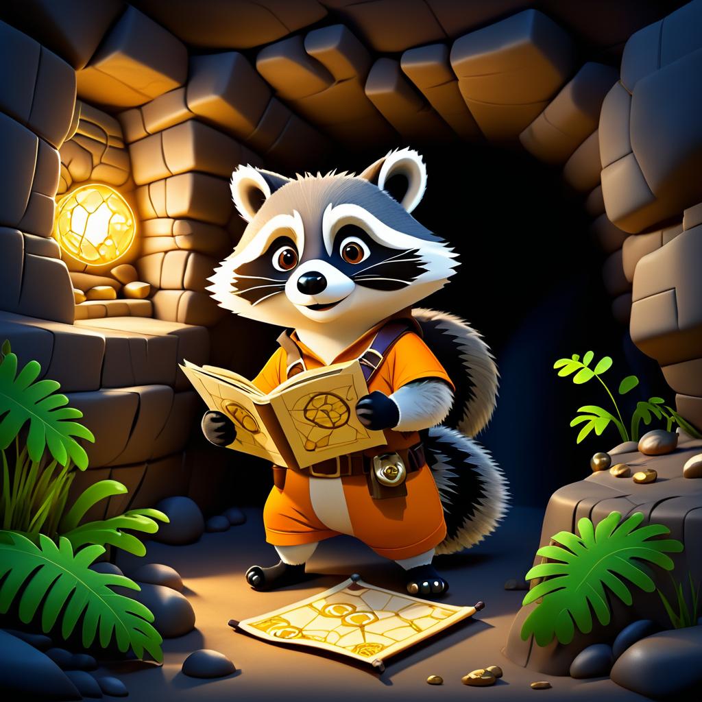 Raccoon Adventure: Treasure Map in Cave