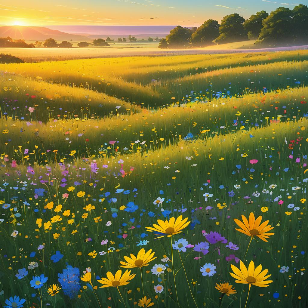 Vibrant Wildflower Meadows in Morning Light