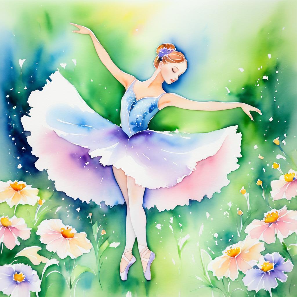 Whimsical Ballerina in Blooming Garden