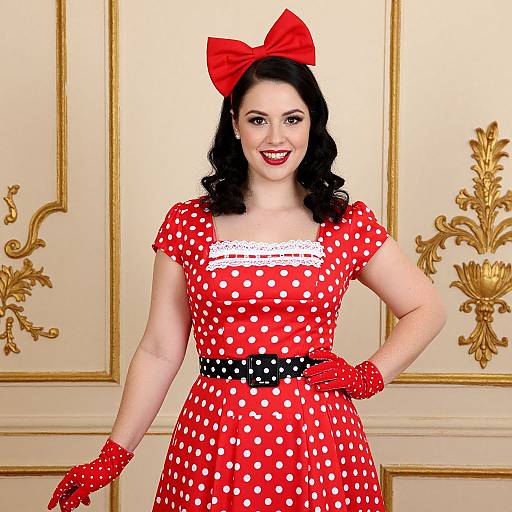 Vintage Curvy Woman in Red Polka Dots