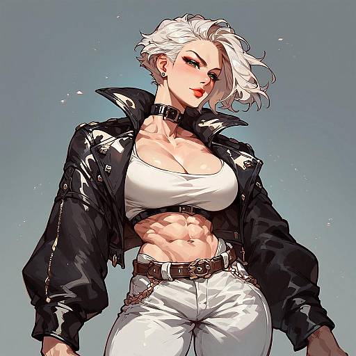 Sexy Badass Girl with White Hair