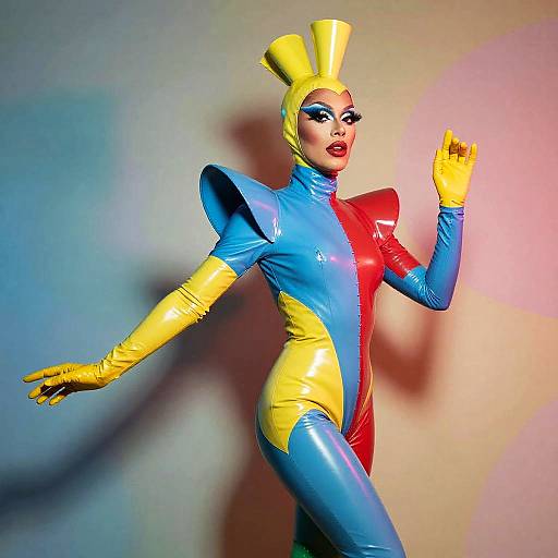 Vibrant Latex Portrait with Abstract Background