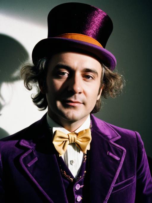 Dramatic Headshot of Willy Wonka Costume