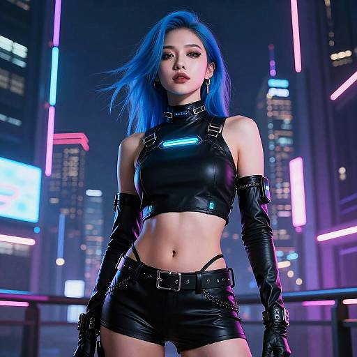 Confident Woman in Neon Urban Setting