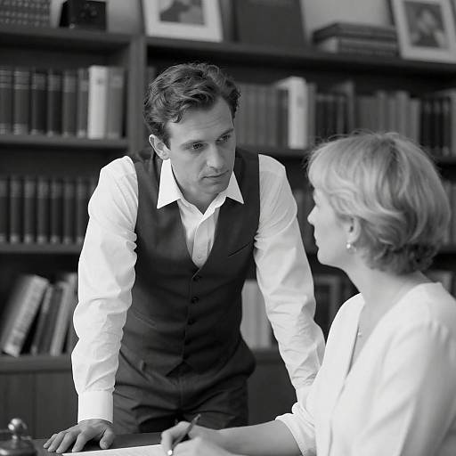 Black-and-White Study of Man and Woman