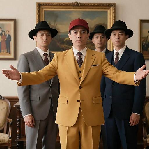 Vintage Men's Fashion in a Classic Setting