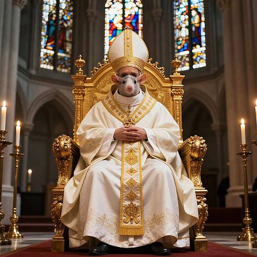 Rat Pope on Golden Cathedral Throne