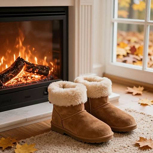 Cozy Winter Boots by Fireplace