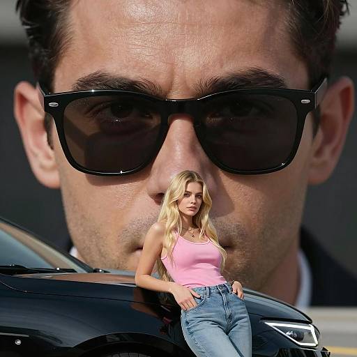 Dominant Man Overlooks Woman by Car