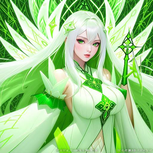 Illustration of Anceril sacred, shirokami project in the style of Liang xing