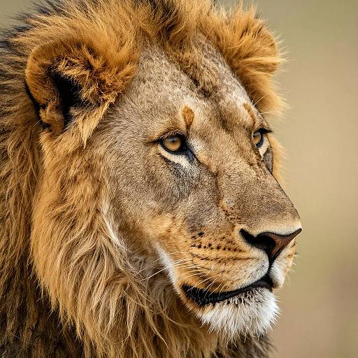 Photorealistic Lion Head Side Portrait