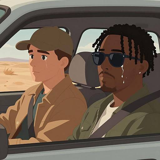 Desert Car Window Encounter Illustration