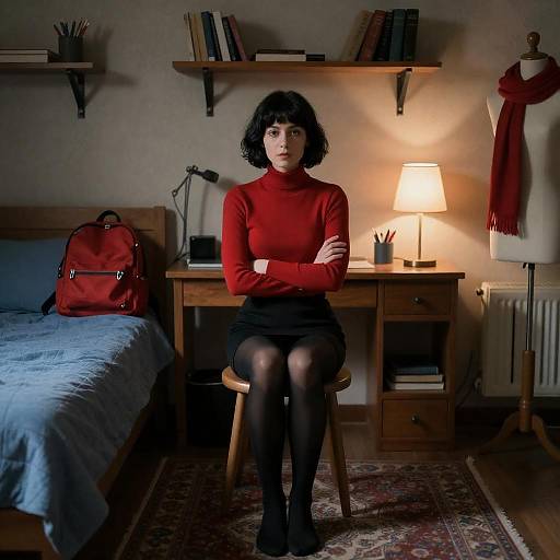 Cozy Scene with Stylish Woman and Decor