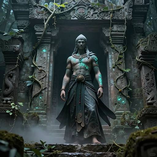 Serene Guardian of Ancient Temple