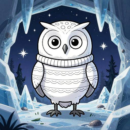 Tim Burton Style Owl in Icy Caves