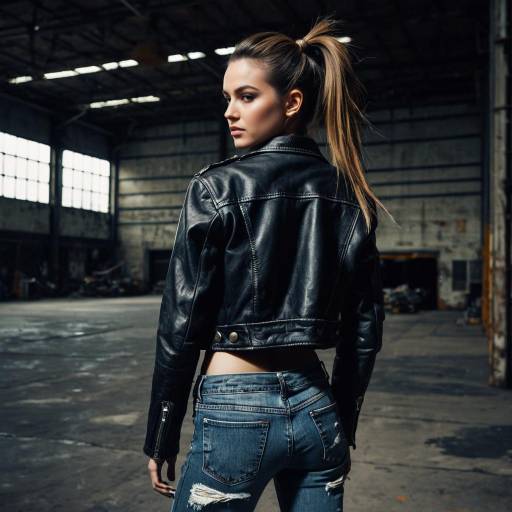 Fashion Model with Double Ponytail in Industrial Warehouse Fashion Model with Double Ponytail in Industrial Warehouse