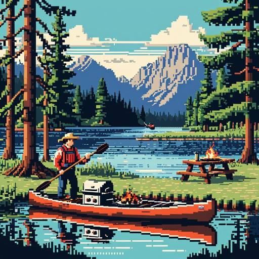 Retro 8-Bit Canoe Lake Adventure