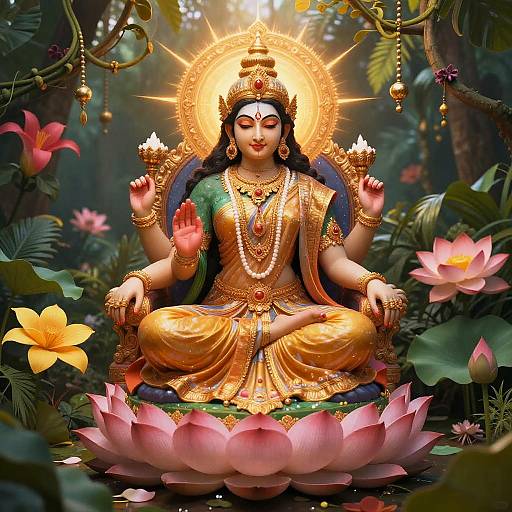 Urvashi Goddess on Lotus Throne