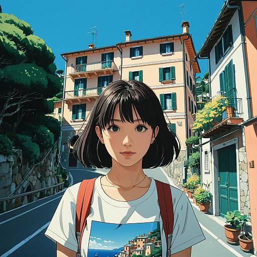 Anime Style Girl in Portofino Street