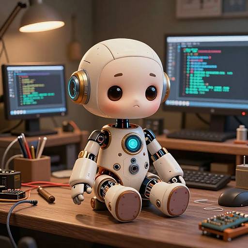 Steampunk Robot Doll in Inventor's Workshop